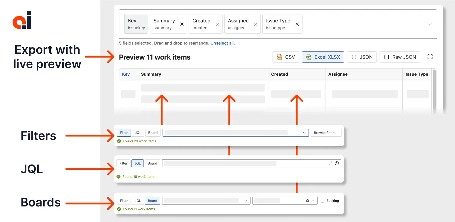 Advanced Export preview